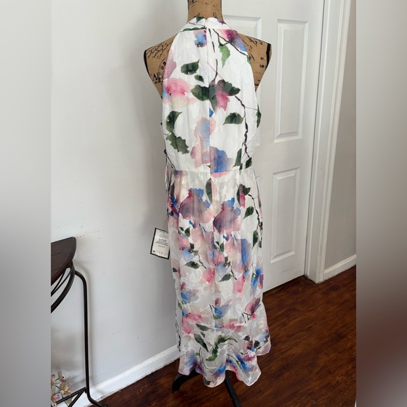 Adrianna Papell White Dress with Pink and Blue Accents resort travel 12 - Picture 7 of 9